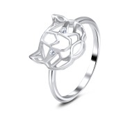 Classic Tiger Crystal Rhinestones Silver Ring NSR-3282